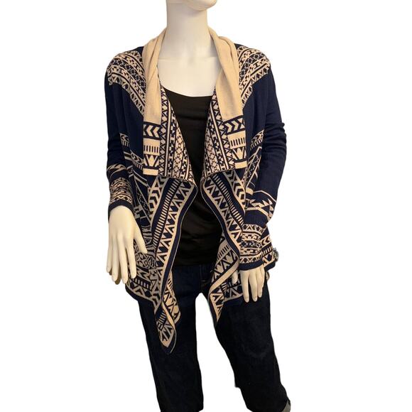 Flying Monkey Blue and Tan Cardigan Size Small - Picture 1 of 4